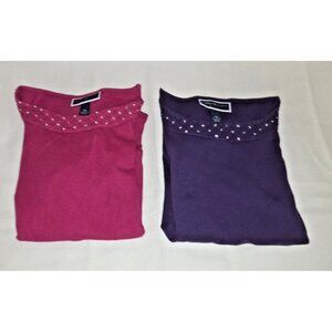 Karen Scott Petite Medium PM Short Sleeve Tops • Lot of 2 • Sparkle Detail